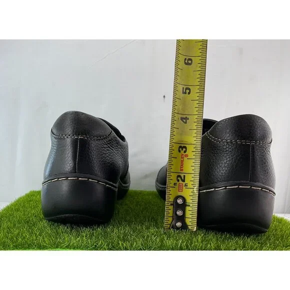 New Clarks Womens Leather Slip-On Comfort Shoes Size 9 Black - Picture 5 of 8